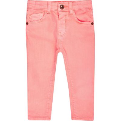Mini girls coral skinny jeans